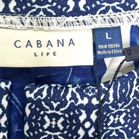 Cabana Life Dress Womens Large Blue White Palm Print Tunic UPF 50 Sun Protection - Picture 3 of 11